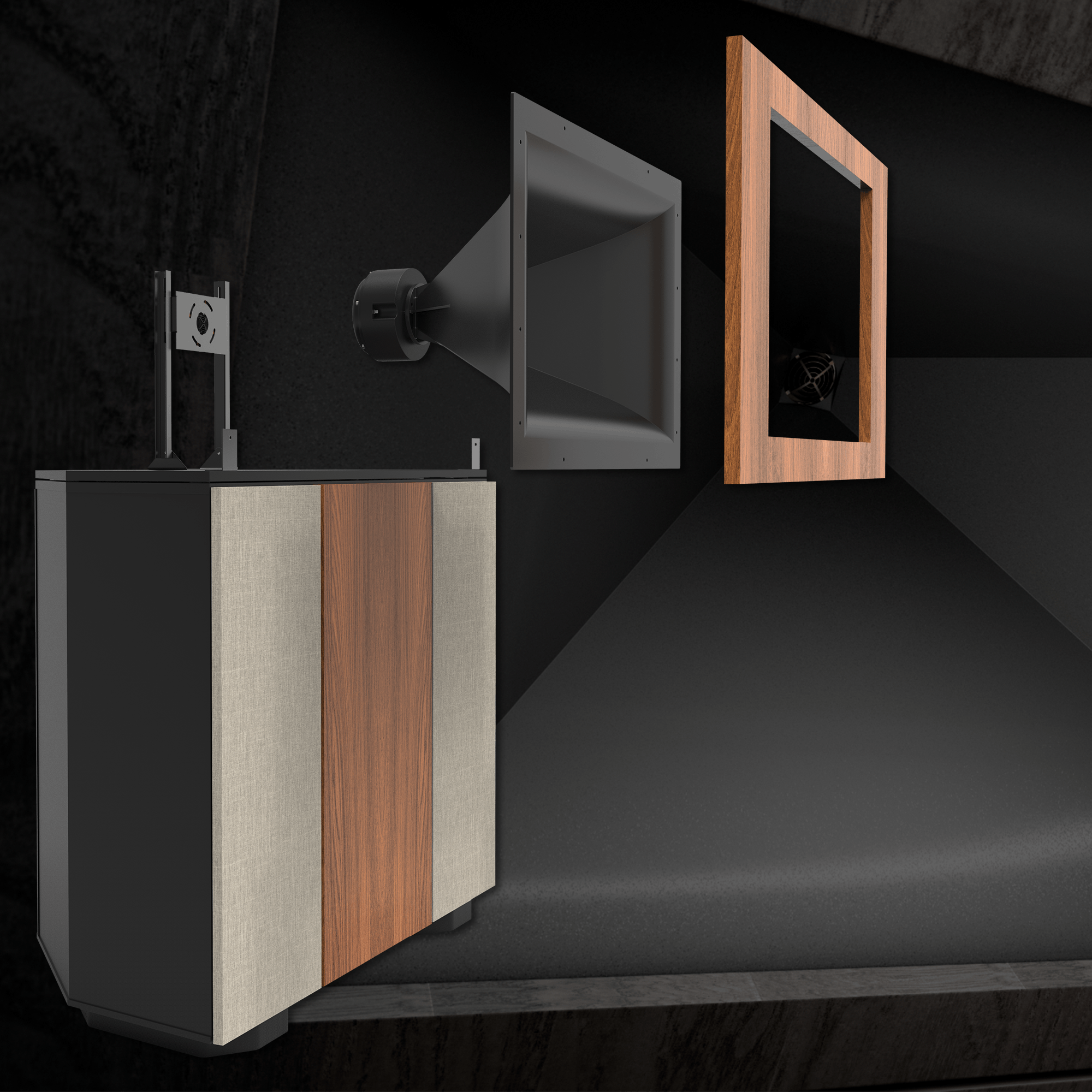 Klipsch Jubilee exploded view of horn section from the side
